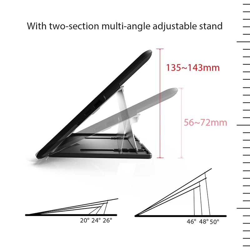 Huion ST-200, регулируемая стойка под разными углами, металлический складной кронштейн для графического монитора 15,6 дюйма