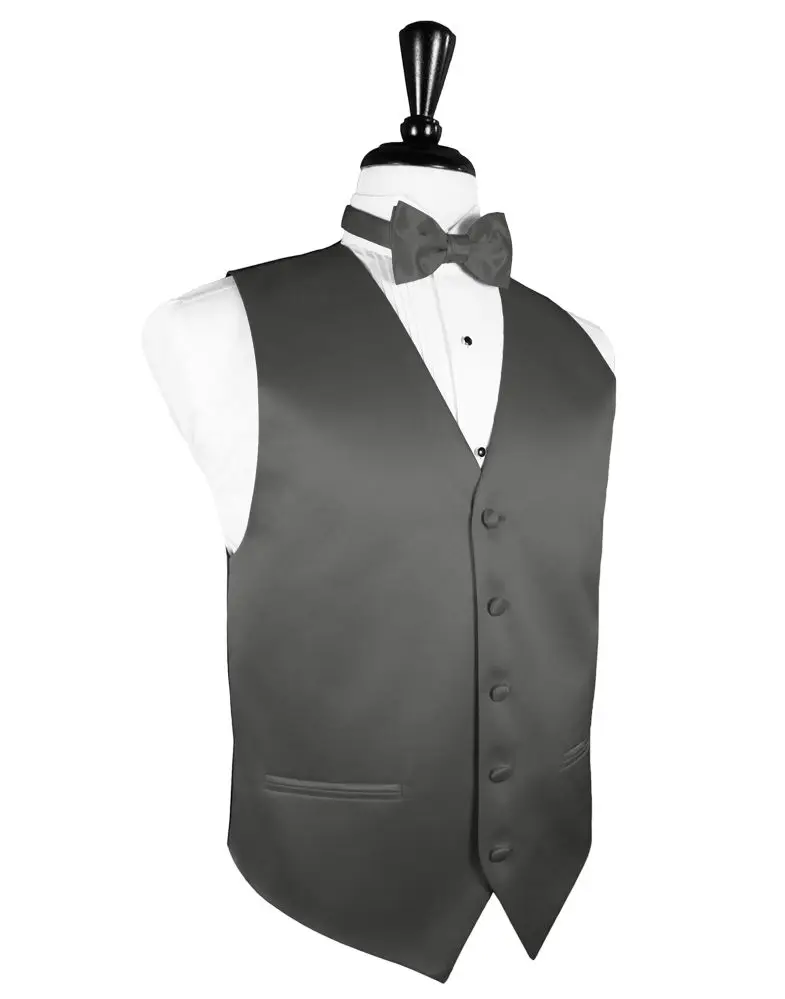 

2019 New Arrival Mens Charcoal Grey Tuxedo Vest Bowtie Set Formal Groomsmen Wedding Plus Size
