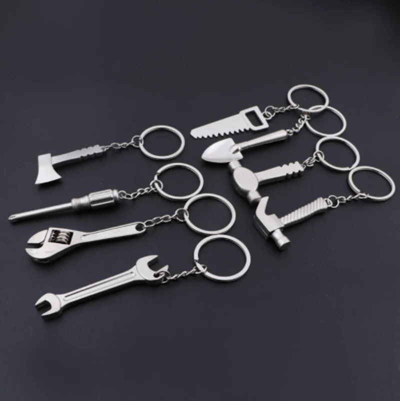 

Fun little tool keychain silver metal pendant hardware tool key ring Kc95197