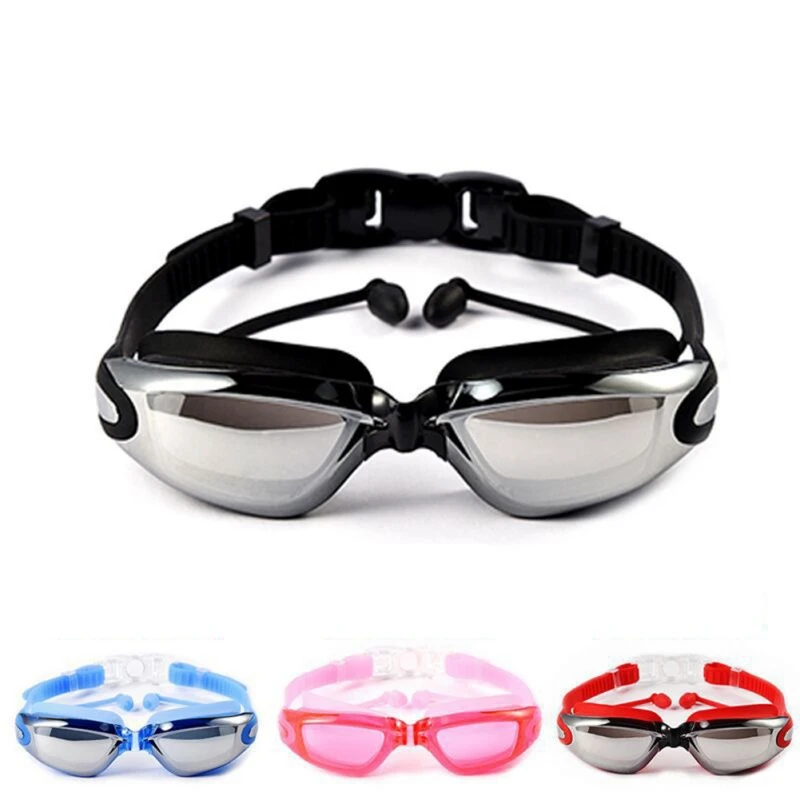 Outdoor Waterproof Anti-fog Swimming Glasses Men Women Large Frame with Silicone Earplugs Swimming Goggles Water Sports Eyewear