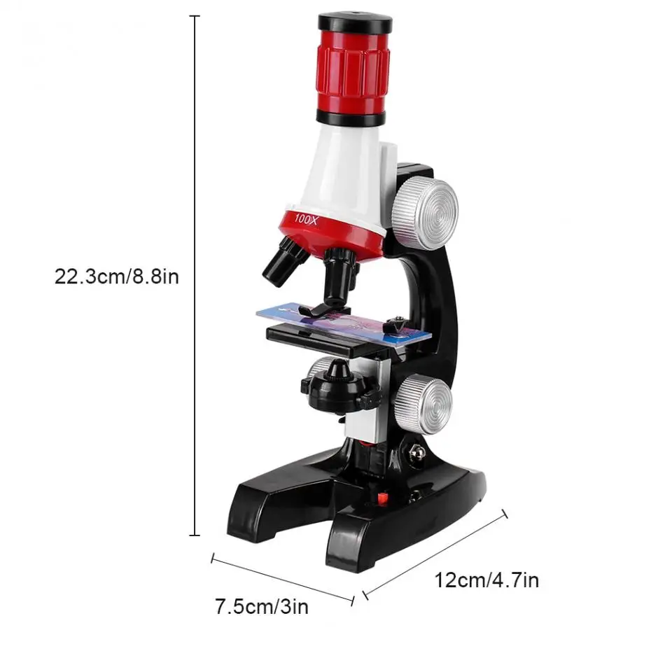  Microscope Kit Lab LED 100X-1200X Home School Educational Toy Science Teaching Biological Monocular - 32857477361
