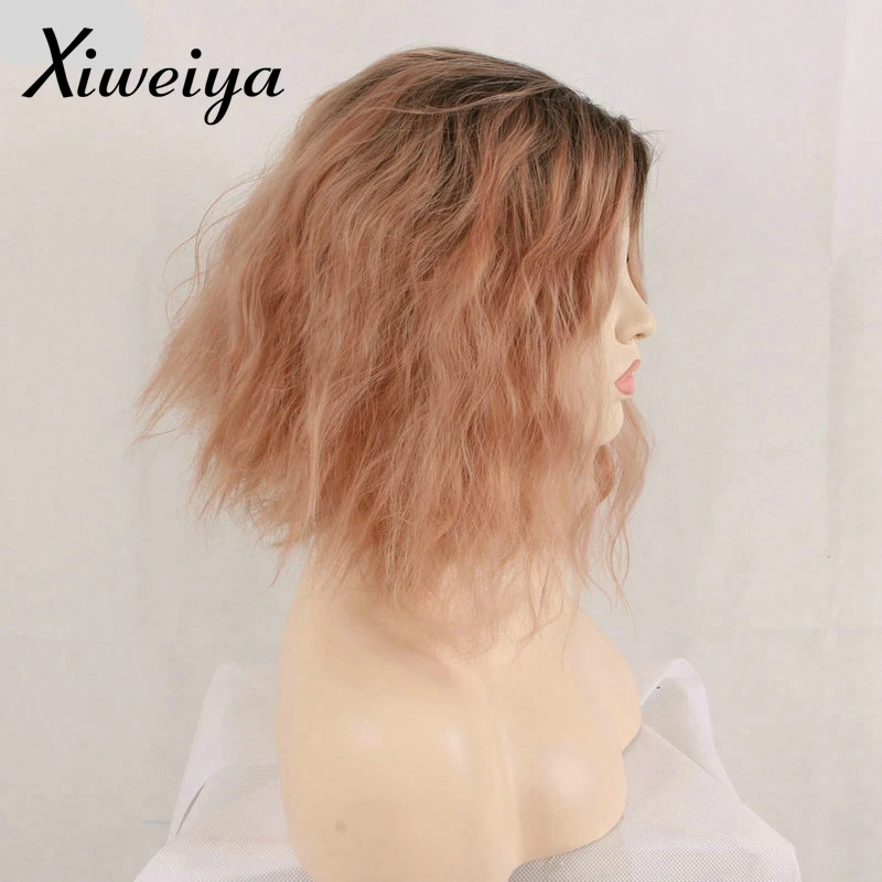 Sylvia-Water-Wave-Bob-Heat-Resistant-Fiber-Hair-Dirty-Pastel-Pink-Gold-Ombre-Brown-Roots-Haircut (1)