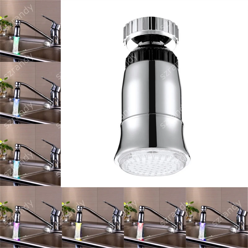 Латунный материал вода питание освещенные Смесители для ванной комнаты аэратор с 7 цветов медленная вспышка