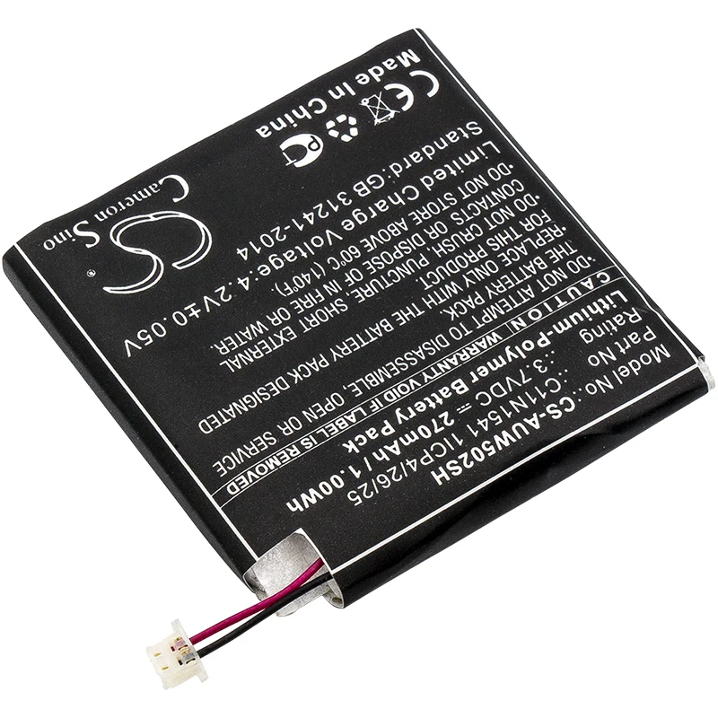 Аккумулятор Cameron Sino 270 мАч для умных часов Asus W1502QF ZenWatch 2 0B200 01760100 C11N1541 1ICP4/26/25