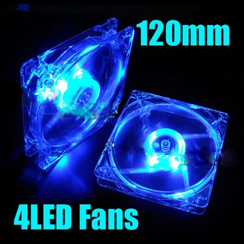 120mm Fans 4 LED 120 x 120 x 25mm 4pin Hydraulic Bearing LED Blue Computer Case Cooling Fan for Computer Case