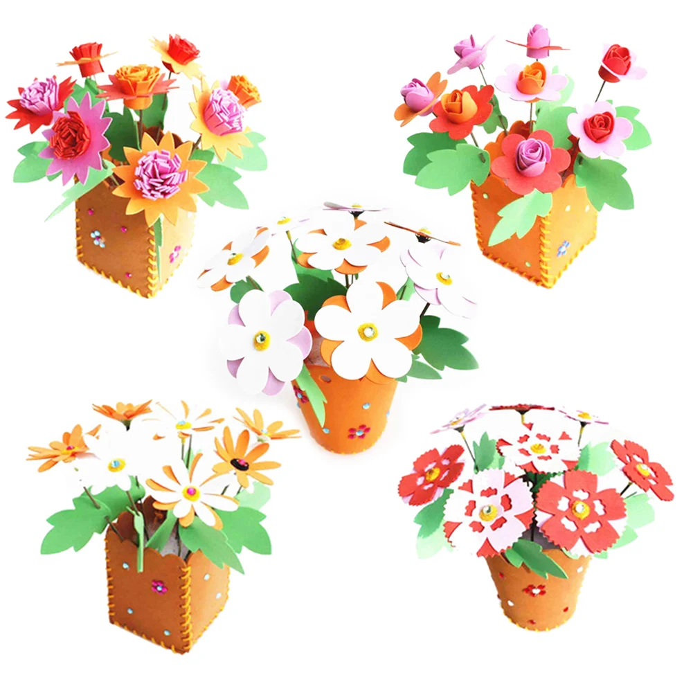 

Colorful DIY 3D EVA Handwork Flowerpot Kids Artificial Flower Pot Toy Educational Hand Toy Home Decoration Nice Xmas Gift