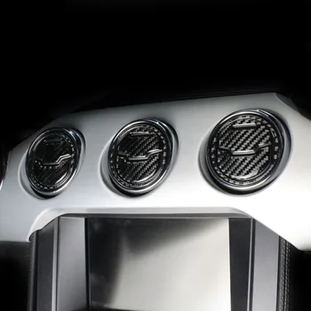 

For Mustang Carbon Fiber Car Dashboard Central Air Conditioner Outlet Decor Sticker Door Vent Molding Trim Cover 2015-2019