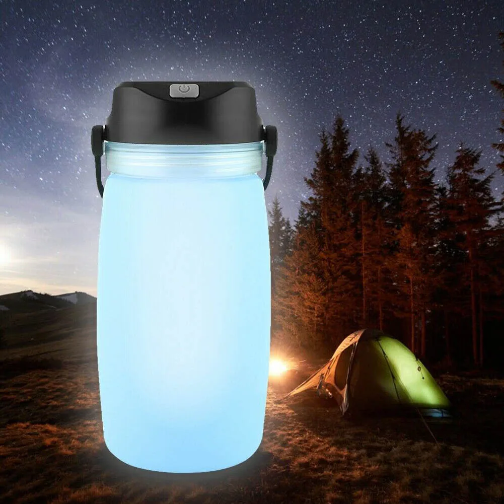 

Portable Water Bottle USB Solar Charging Camping Light Luminous Cup Silicone LED Bottles For Camping Hiking Outdoor Sports