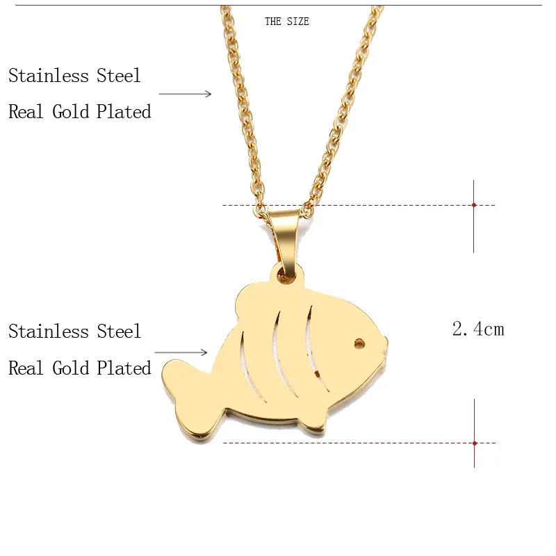 CACANA Stainless Steel Necklace For Women Man Lover's Carp Gold And Silver Color Pendant Necklace Engagement Jewelry