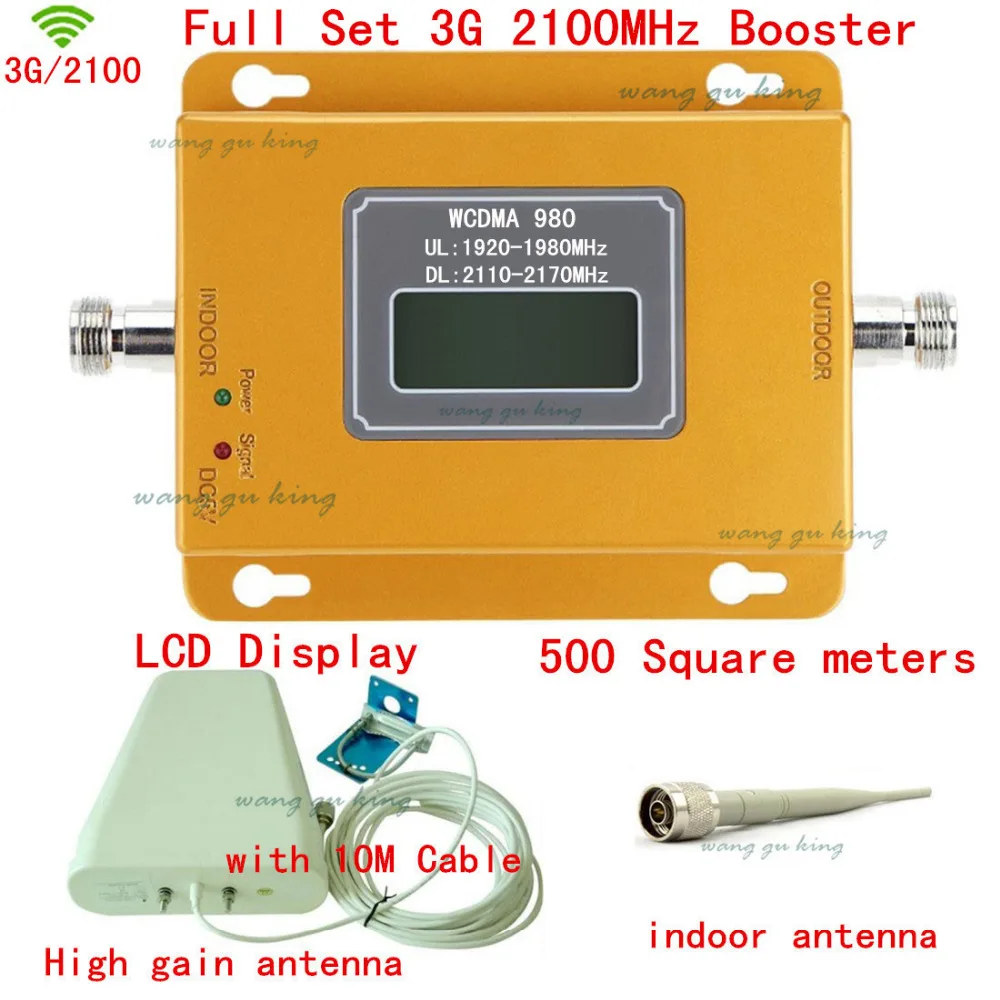 

Full Set LCD Display 3G W-CDMA 2100MHz Cell Phone Signal Booster 3G 2100 UMTS Signal Repeater Amplifier Outdoor Antenna + Cable