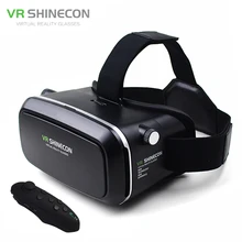 Head Mount Moblie Shinecon VR Gafas de Realidad Virtual 3D Vidrios Video Casco De Cartón 2.0 Caja + Teléfono de Control de Bluetooth Gamepad