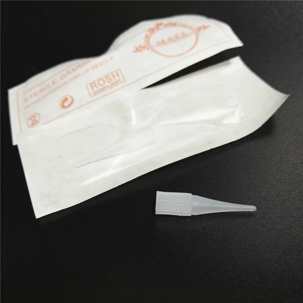 

100Pcs 1RL 0.35cm Small Tattoo Tips Eyebrow Needles Caps Nozzle for Permanent Makeup Eyebrow Lip Giant Sun Sunshine Machine