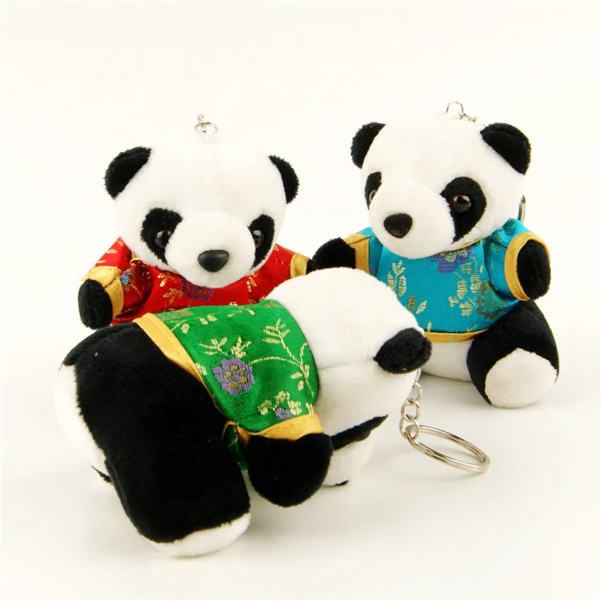 

Sound Dressing Panda Keychain Keyrings Cute Bag Pendant Charm Accessory China Anima Plush Stuffed Toy Car keychains Ethnic Gift