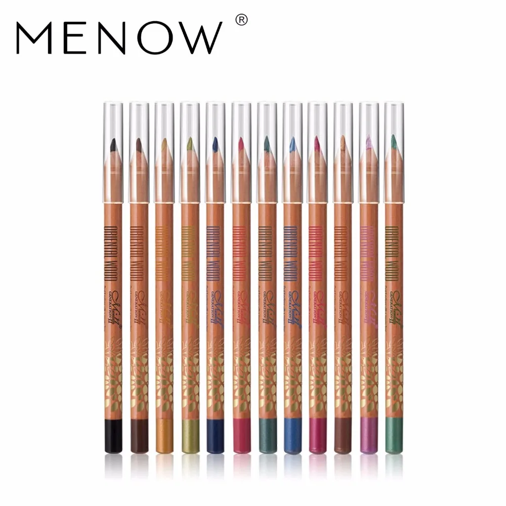 MENOW 12 Colors silky wood for mix colored Eye pencil Long Lasting Waterproof Eyeliner Smudge Proof