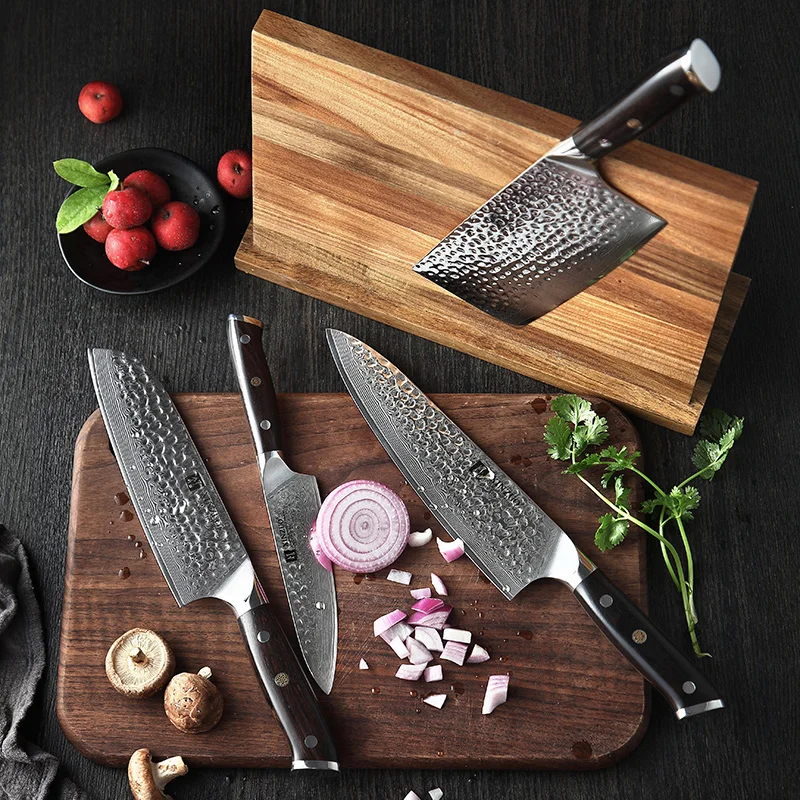  XINZUO 4PCS Kitchen Knife Set Damascus Steel Kitchen Knives Set Stainless Steel Chef Meat Cleaver K - 33020341886