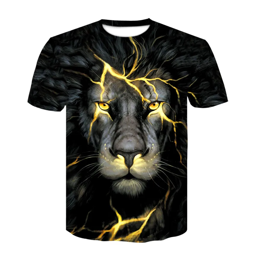 

2019 Newest 3D Print Lightning lion Cool T-shirt Men/Women Short Sleeve Summer Tops Tees T shirt Fashion black shirts homme