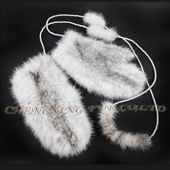 Cx-a-35b однотонные вязаные из натуральной норки Мех животных модные женские туфли glvoes - Цвет: Белый