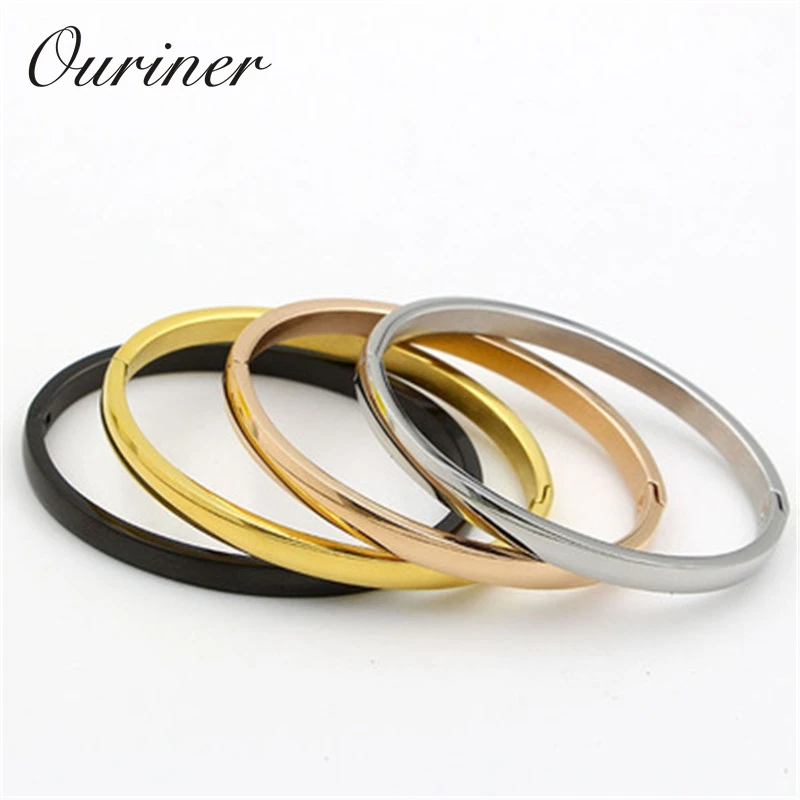 Simple Couple Jewelry Stainless Steel Rose Gold Color Smooth Lover