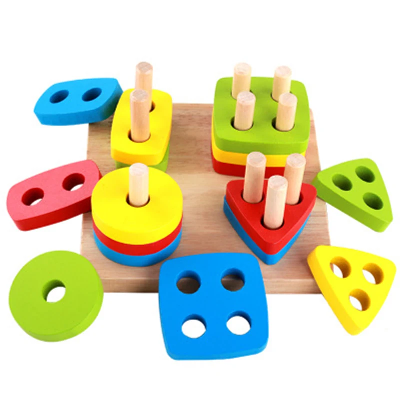  Baby toys Wooden blocks shape jointed board montessori teaching leaning education building chopping - 32715940857