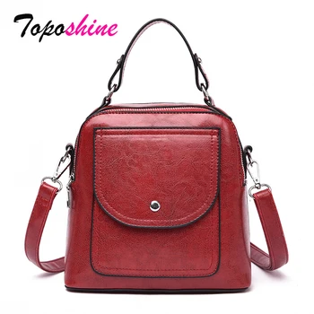 

Toposhine Oil Wax Leather Retro Ladies Handbag New Fashion Double High Quality Casual Wild Shoulder Messenger Bag
