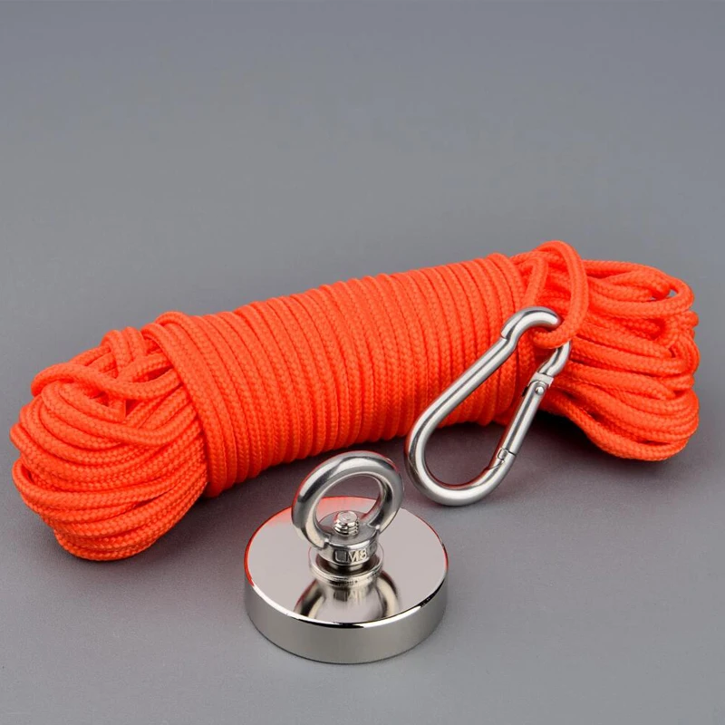 Prix Aimants de pêche d aimant Permanent de néodyme de l aimant N52 fort de la conception 150Kg avec la Base matérielle magnétique d option de corde de 10m
