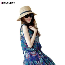 iEASYSEXY Brand 2016 New Korean Style Summer Sunscreen Straw Cap Two Colors Fashion Women Adult Casual Beach Hat With Bowknot