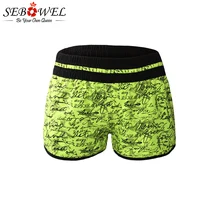 SEBOWEL сексуальные желтые индивидуальные почерк печати плавательные трусы Купальник Шорты женские летние шнурки пляжные шорты купальный костюм
