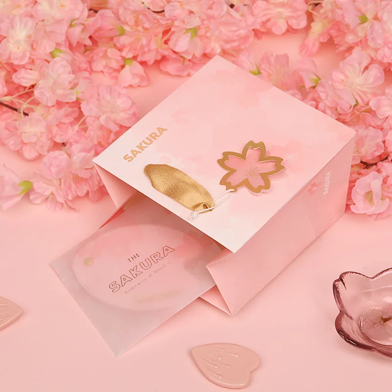 

Pink Cherry Blossom Gift Bag Paper Bag Cosmetics Handbag Fresh Packaging Box Cake Food Bag