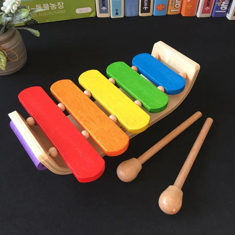 Ксилофон игрушки Рождественский подарок для детей Радужный деревянный ксилофон для детские музыкальные игрушки Творческий прибор деревянные инструменты