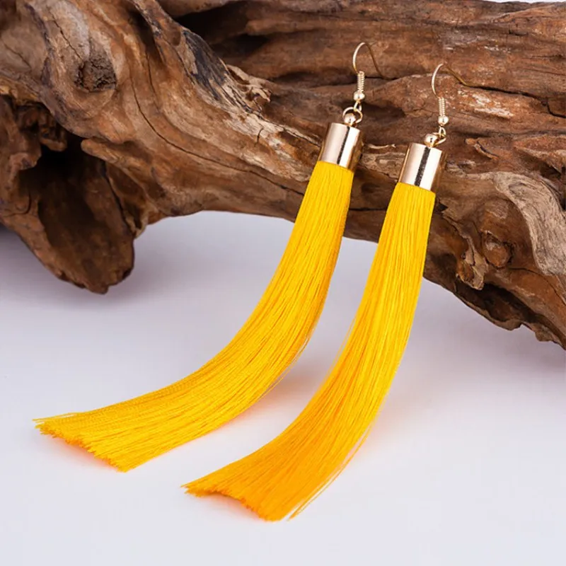 

EK2048 Ethnic Boho Colorful 2018 Fashion Long Tassel Earrings Handmade Trendy Women Wedding Statement Earrings Fringed Brincos