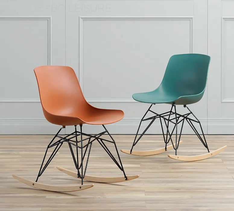 Modern Classic Design Plastic Solid Wooden living room rocking chair, metal loft fashion popular ...