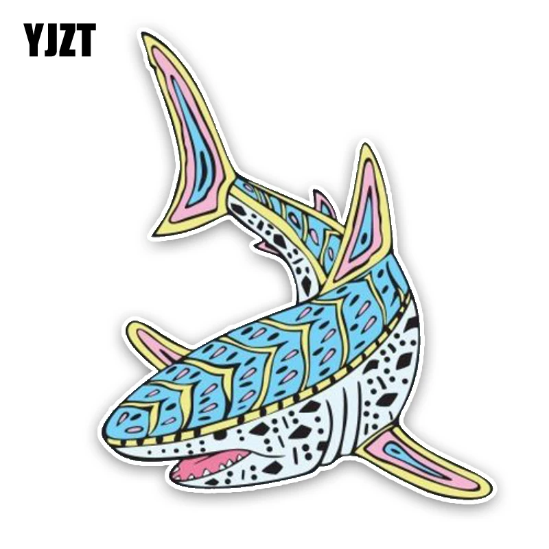 YJZT 12.4CM14.8CM интересный милый мультфильм Акула Дизайн Цветной ПВХ высокого