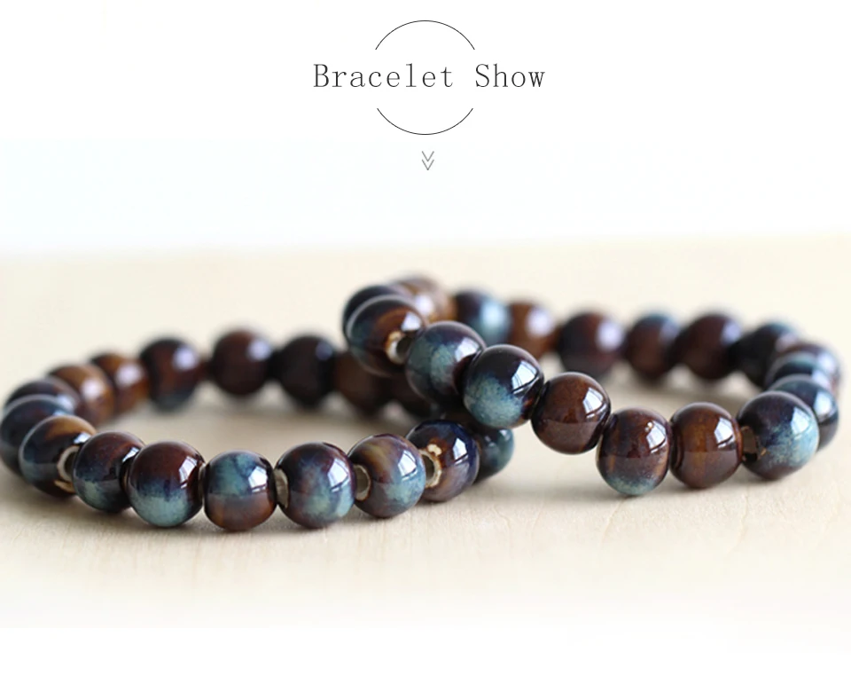 Women Lucky round bead Strand Bracelets Round Shape Handmade Ceramic Bangles Boho Style Beaded Bracelet Girls Birthday Gift (4)