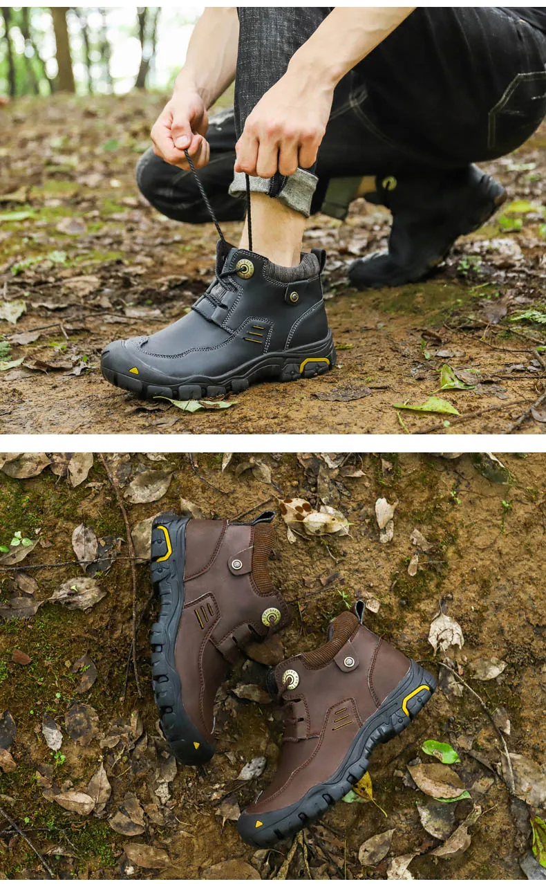 HOMASS мужские кроссовки уличная походная обувь водонепроницаемая натуральная кожаная мужская обувь дышащая Нескользящая альпинистская обувь охотничьи ботинки