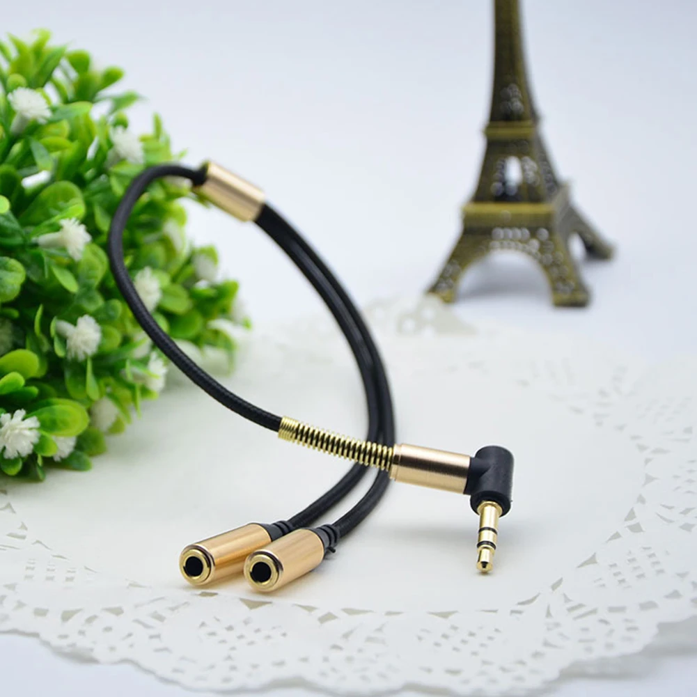 

3.5mm 1 Male to 2 Female Spring Audio Cable Headphone Splitter Power Supplys Cable For Car Phone Tablet MP3 Couple Cable