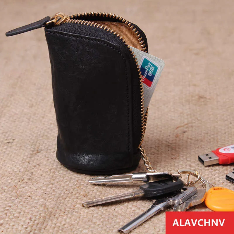 ALAVCHNV original handmade leather male large capacity personalized key