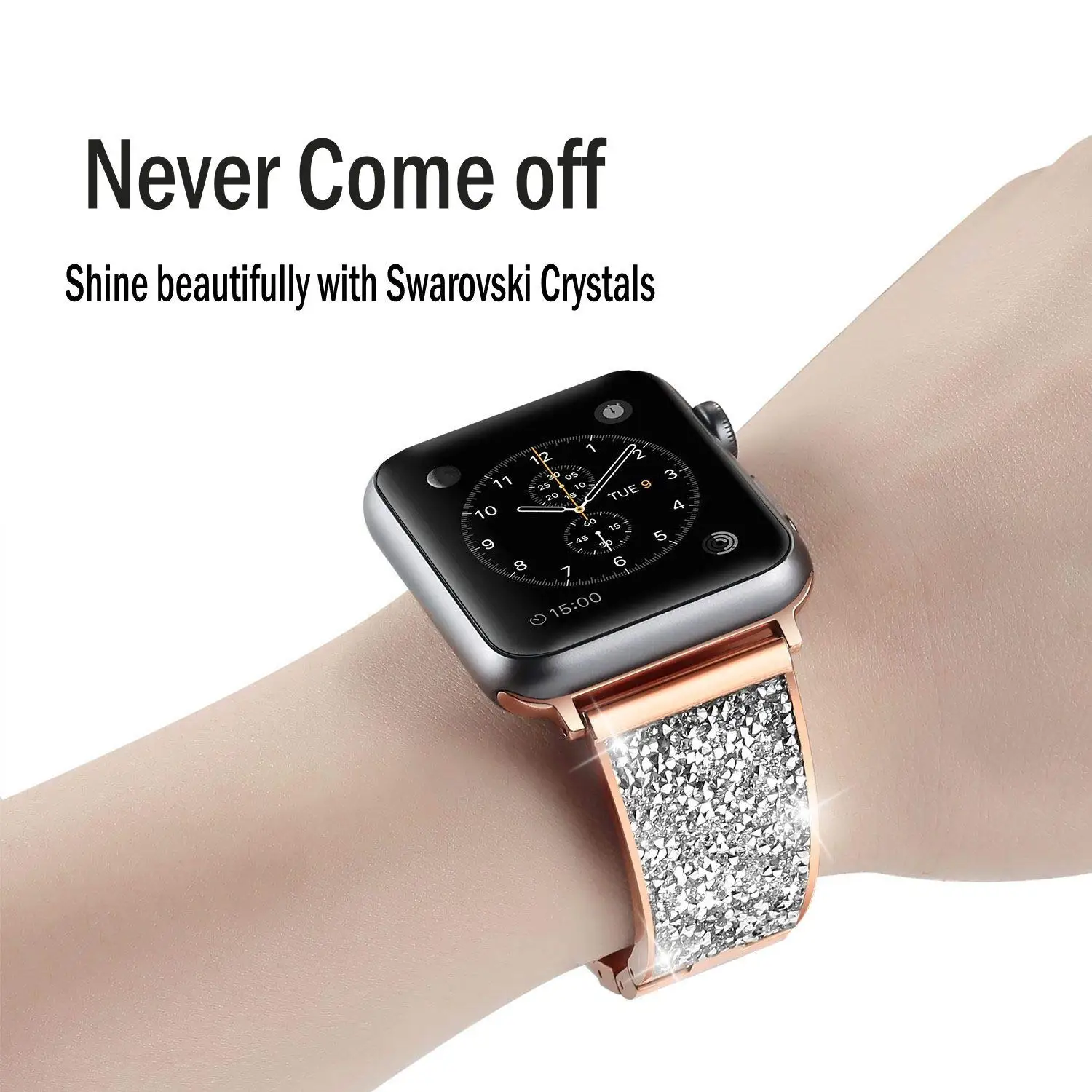Женский Алмазный ремешок для Apple Watch Band 38 мм 42 мм 40 мм 44 мм iWatch Series 5 4 3 ремешок из нержавеющей стали Apple Watch link браслет