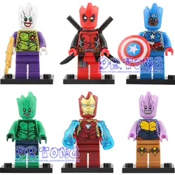 Одной продажи Фигурка Marvel Железный человек танос Капитан Америка Халк Джокер Дэдпул блоки детей игрушки X0225