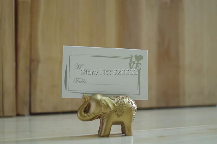 10 шт./лот)+ счастливый золотой слон держатели для карт-указателей мест за столом/фото держатель Свадебные и сувениры для девичника и подарок для гостя