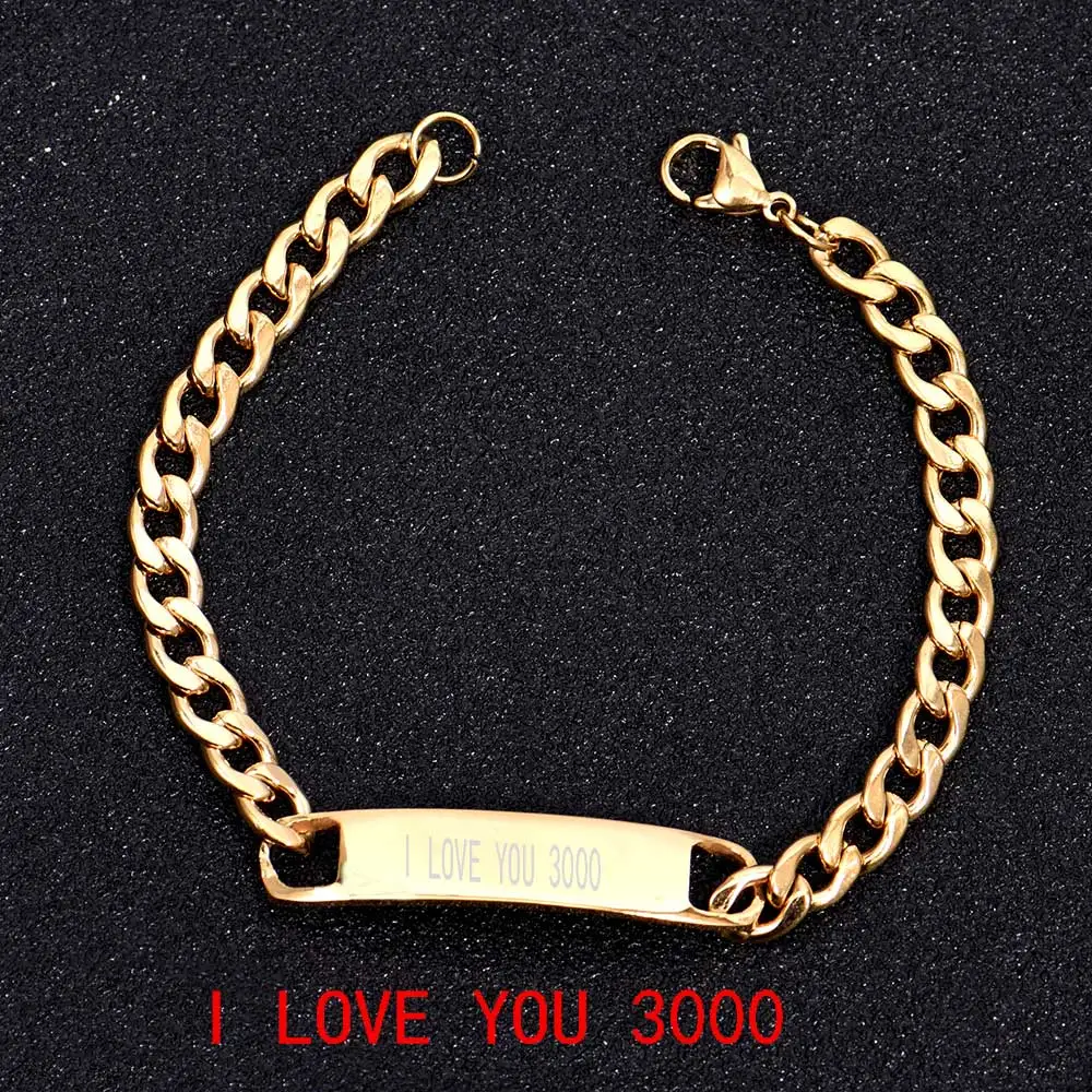 Браслет из нержавеющей стали i love you 3000 персонализированная позолоченная