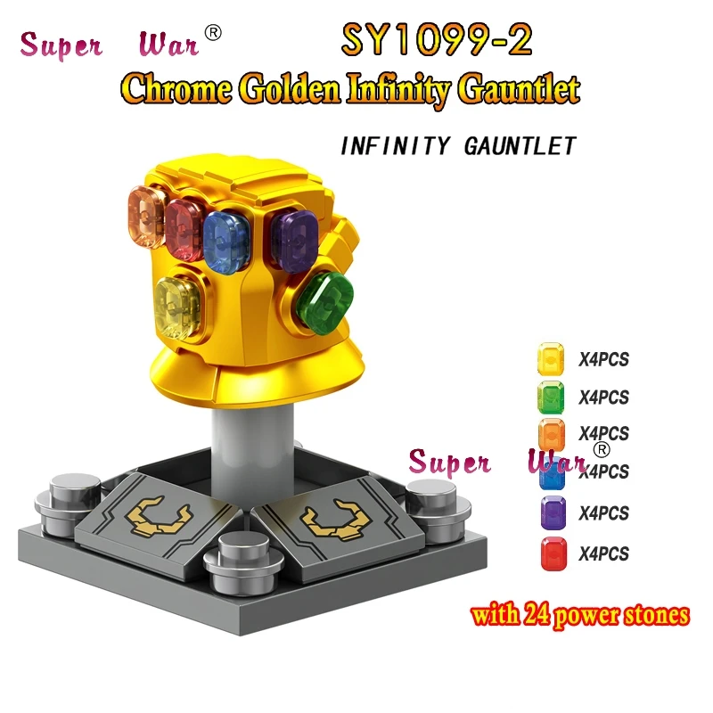 Один Marvel Мстители 3 Бесконечная война танос Бесконечность Gauntlet SY1099-2 с 24 шт. камни строительные блоки игрушки для детей