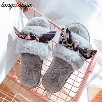 

ribbon slippers women indoor shoes women autumn slip on slippers woman 2020 flat ladies shoes slippers bow chaussures femme