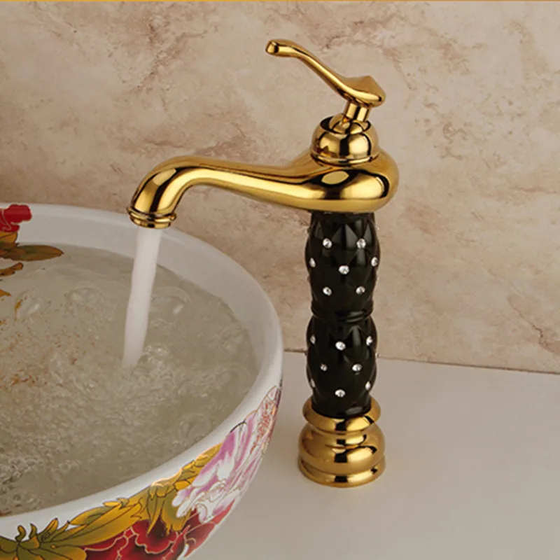 Free shipping Top brass golden bathroom mixer tap with single handle