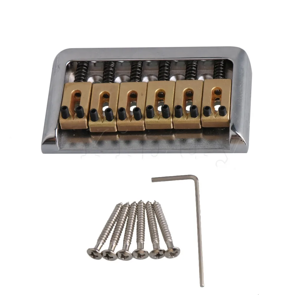 Yibuy 7.6x4.4cm Zinc Alloy 6 String Fixed Hardtail Top Load Guitar Bridge for Electric Guitar
