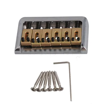 

Yibuy 7.6x4.4cm Zinc Alloy 6 String Fixed Hardtail Top Load Guitar Bridge for Electric Guitar Accessories
