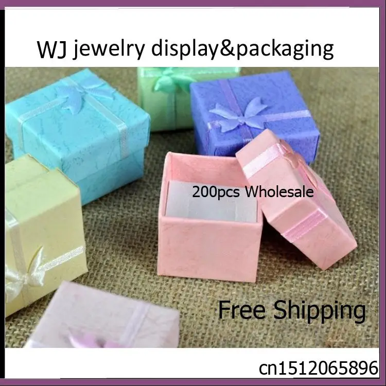

Wholeale 200pcs/Lot Mix Color Portable Wedding Ring Jewelry Boxes Storage Christmas Gift Packaging Bague Holder Organizer Case