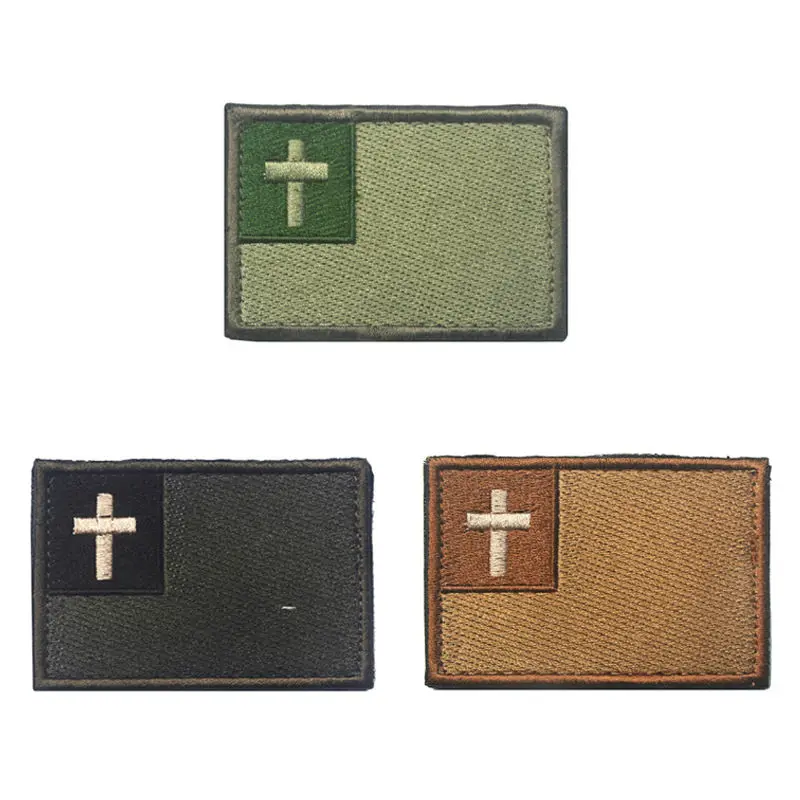 

Christian Jesus Christ Cross Military Tactical Patch Army Badge Embroidered Badges Armband Stickers 75*50mm