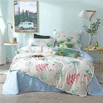 

White Bedding Sets leaf Duvet Cover blue Bed Sheets Pillowcases twin full queen king quilt Comforter cover simple bedclothes