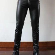 Мужские кожаные штаны, легинсы на молнии, эластичные ночные клубы, черные эластичные мужские брюки, высокое качество, новинка 29-39