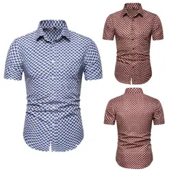 2019 Camisa мужские рубашки мужские летние повседневные тонкие рубашки с коротким рукавом с принтом Топ пляжная блузка S-2XL мужские рубашки